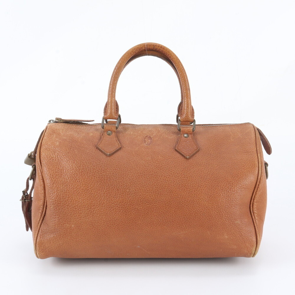 Ralph Lauren Mini Boston Bag, Leather Handbag, Tote Brown, Brand Name, Women's